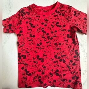 Disney Red and Black Mickey Short Sleeve T-Shirt Boys Size 7